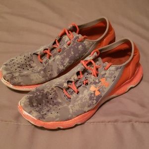 Under Armor tennis shoes, size 6, digital camo
